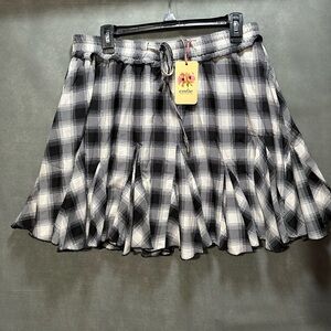 NWT Entro Black & White Gingham Plaid Skirt - Size XL - Cottagecore